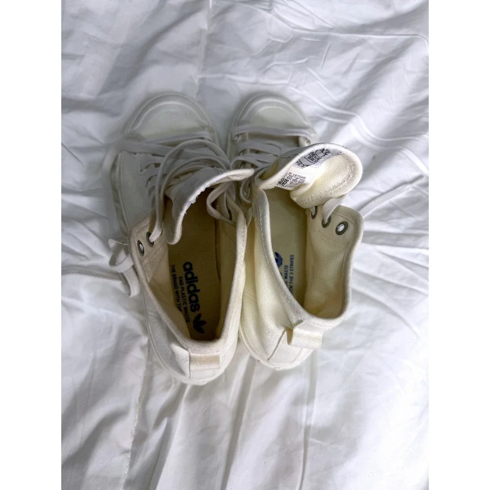 Adidas Nizza High Top Sneakers Off White Cream Canvas Mens 8 Women 9 GV7608